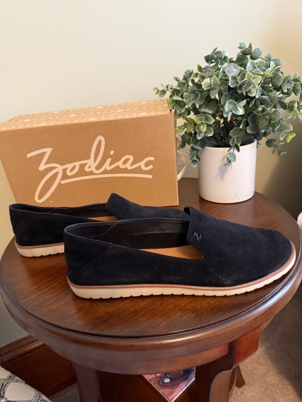 Zodiac Black Leather Slip-On Casual Shoes